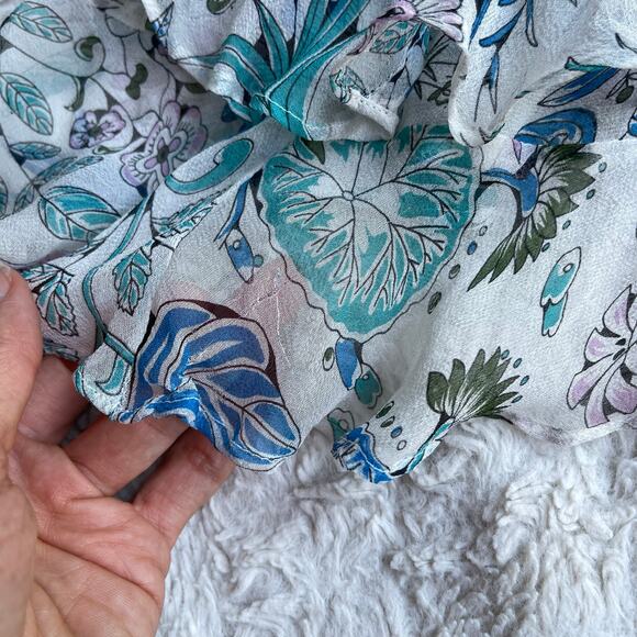 ICE silk floral fairy slip dress rosette straps ruffle asymmetrical vintage Y2K - Picture 9 of 16